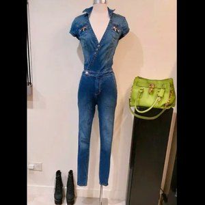 💥HOT ITEM💥Bebe Vintage Denim Bodycone Jumpsuit